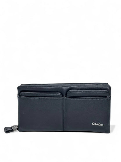 🖤 Calvin Klein Black Leather Clutch – Minimal Modern Designer Pouch