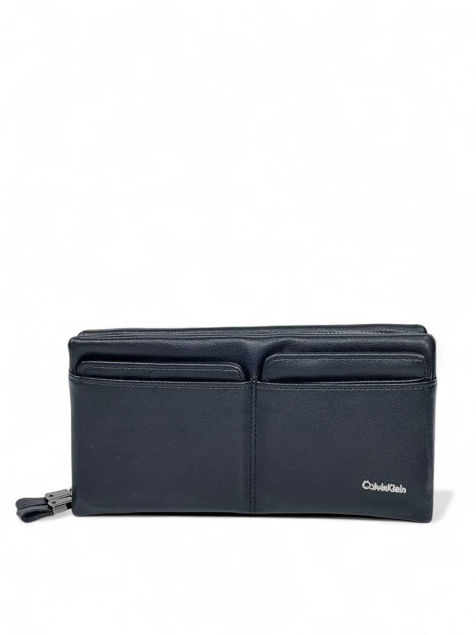 🖤 Calvin Klein Black Leather Clutch – Minimal Modern Designer Pouch