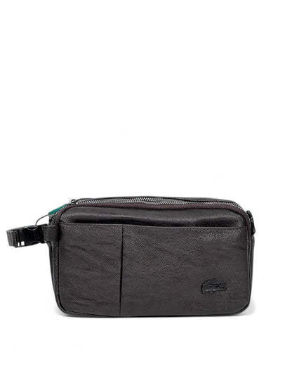 🤎 Lacoste Dark Brown Minimalist Crossbody Pouch – Premium Leather Look