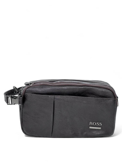🤎 BOSS Dark Brown Premium Crossbody Pouch – Modern Minimal Designer Bag