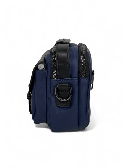 💙🖤 Lacoste Navy & Black Two-Tone Crossbody Pouch – Premium Dual-Texture Design