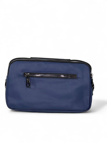 💙🖤 Lacoste Navy & Black Two-Tone Crossbody Pouch – Premium Dual-Texture Design