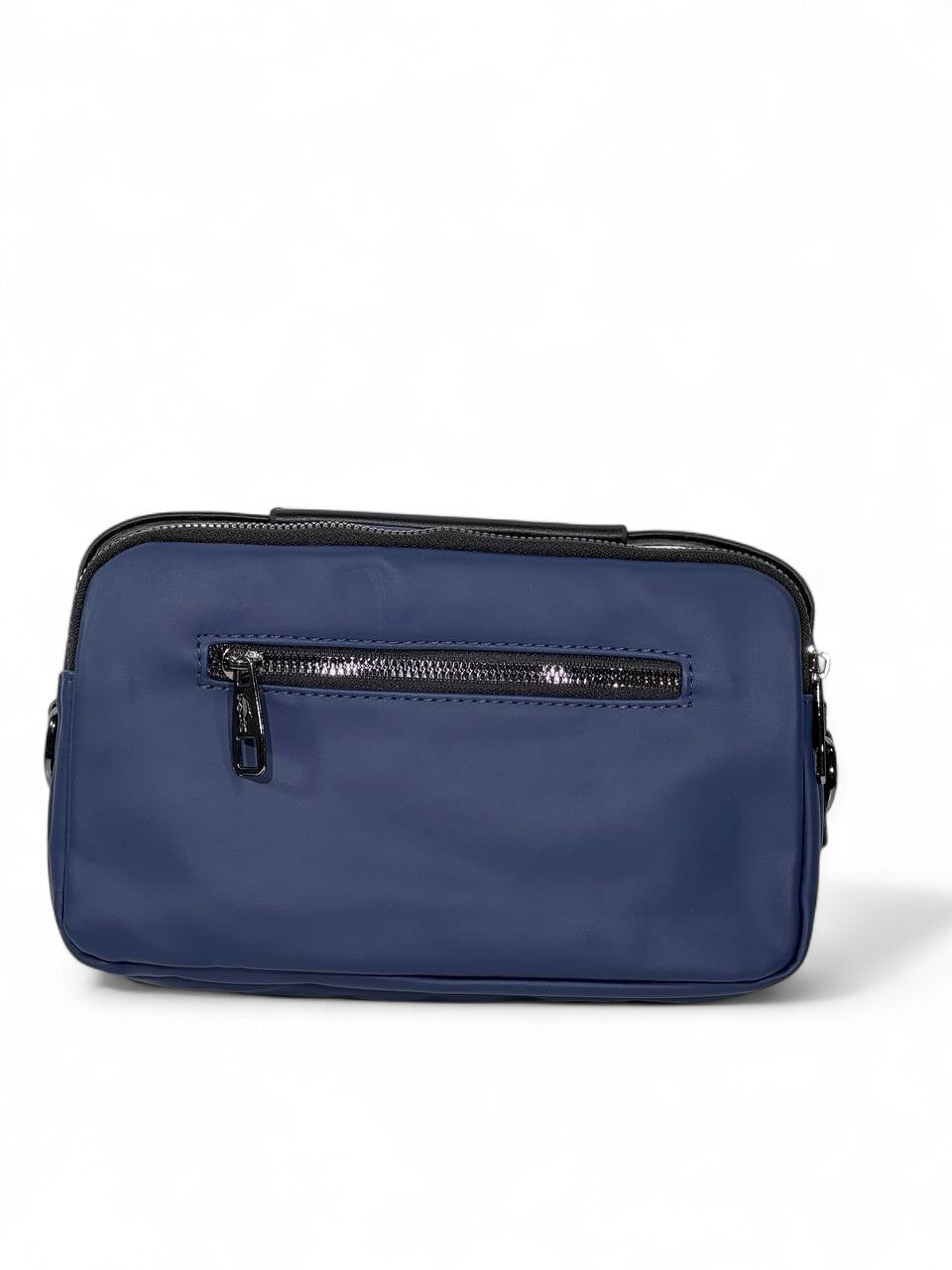 💙🖤 Lacoste Navy & Black Two-Tone Crossbody Pouch – Premium Dual-Texture Design