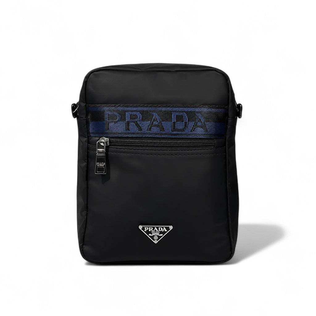 🖤💙 Prada Black & Blue Logo Crossbody Bag – Premium Nylon Designer Shoulder Bag