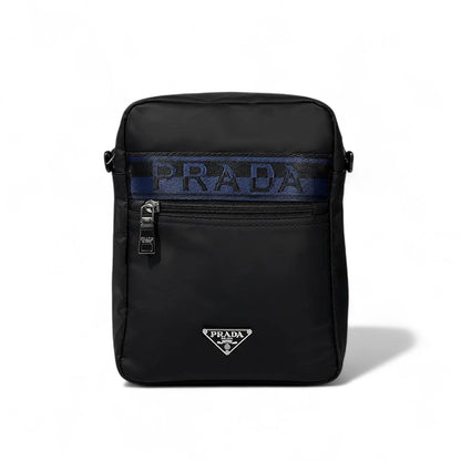 🖤💙 Prada Black & Blue Logo Crossbody Bag – Premium Nylon Designer Shoulder Bag