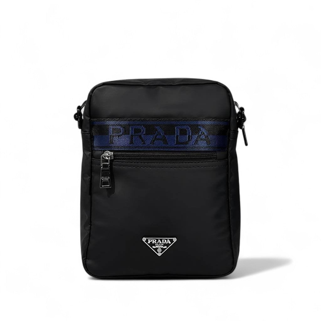 🖤💙 Prada Black & Blue Logo Crossbody Bag – Premium Nylon Designer Shoulder Bag