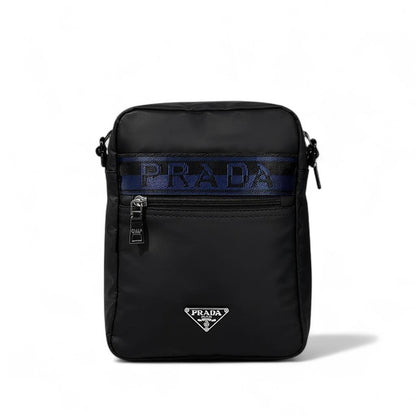🖤💙 Prada Black & Blue Logo Crossbody Bag – Premium Nylon Designer Shoulder Bag