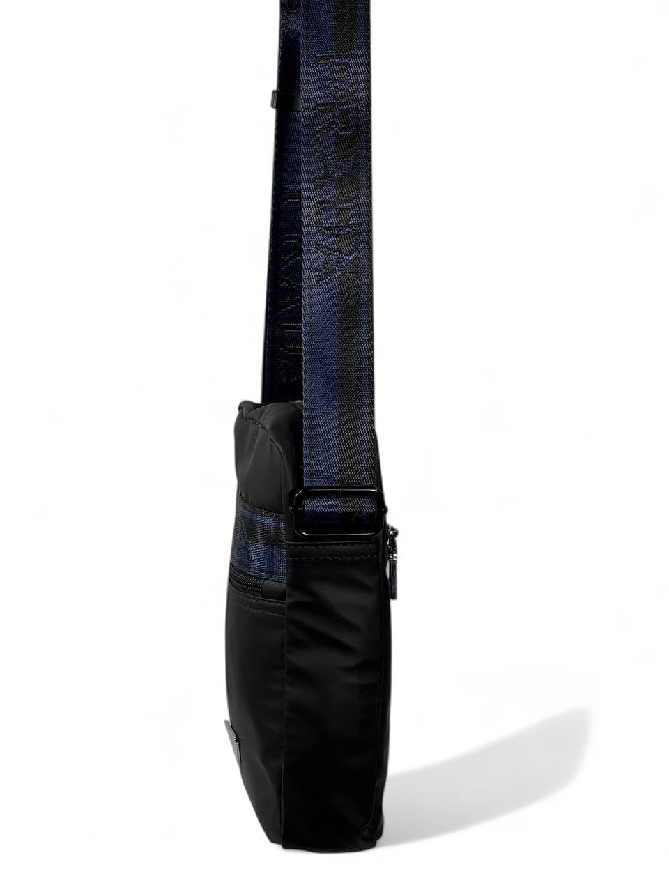 🖤💙 Prada Black & Blue Logo Crossbody Bag – Premium Nylon Designer Shoulder Bag