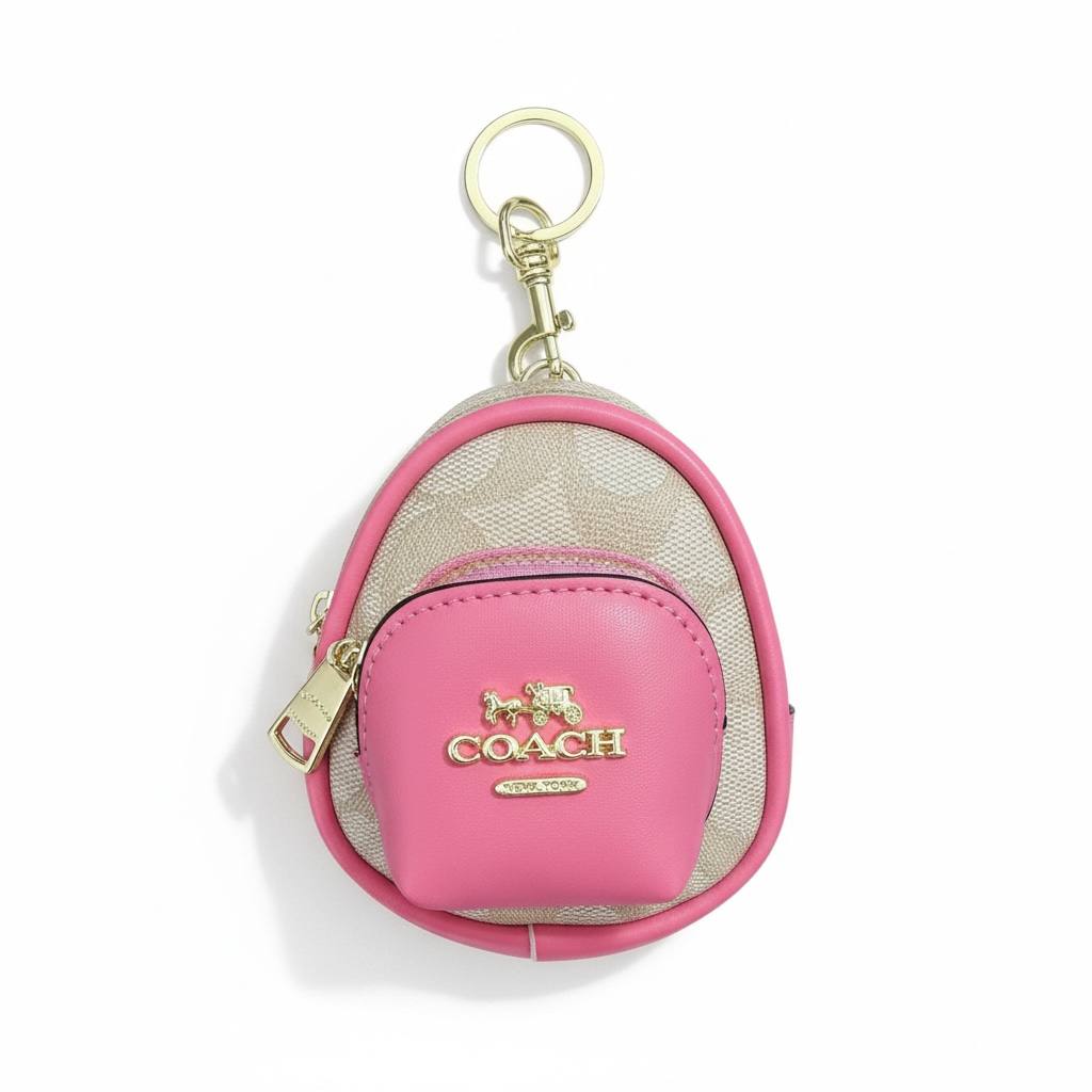 🎀 Coach Signature Pink Mini Backpack Keychain – Cute Luxury Bag Charm
