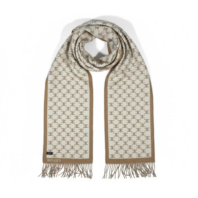 🤎✨ CELINE Double-Face Triomphe Monogram Scarf – Beige & Cream