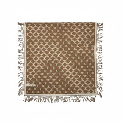 🤎✨ CELINE Double-Face Triomphe Monogram Scarf – Beige & Cream