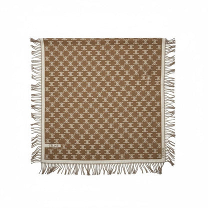 🤎✨ CELINE Double-Face Triomphe Monogram Scarf – Beige & Cream
