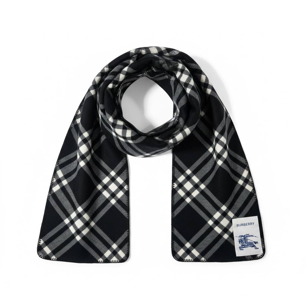 🖤🤍 Burberry Double-Face Reversible Check Scarf – Premium Winter Luxury