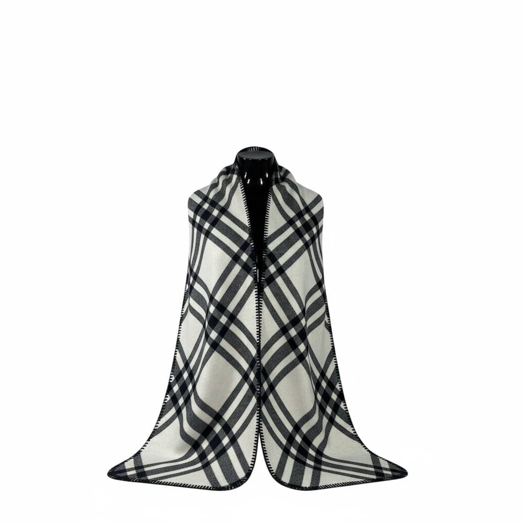 🖤🤍 Burberry Double-Face Reversible Check Scarf – Premium Winter Luxury