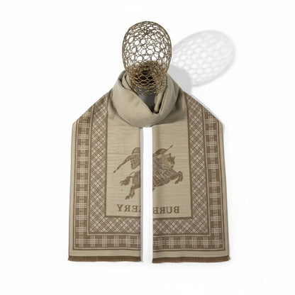 🧣 Burberry Knight Heritage Double-Face Scarf – Beige & Mocha Elegance