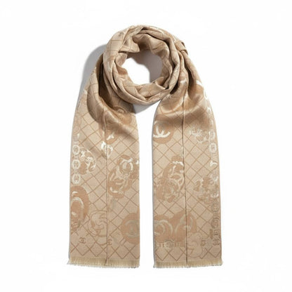 ✨ Chanel Beige Monogram Luxury Scarf – Premium Winter Elegance 🧣🤍