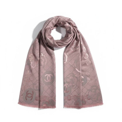 🩷 CHANEL Pink Classic Monogram Scarf – Luxury Jacquard Wrap