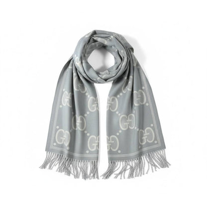 🧣✨ GUCCI Double-Face GG Light Grey Luxury Scarf – Premium Winter Elegance