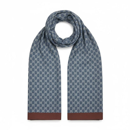 🧣 Gucci GG Monogram Reversible Scarf – Blue & Beige | Luxury Winter Essential 💙🤍