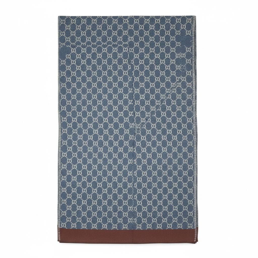 🧣 Gucci GG Monogram Reversible Scarf – Blue & Beige | Luxury Winter Essential 💙🤍