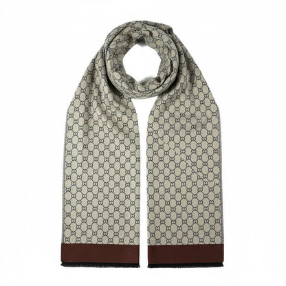 🧣 Gucci GG Monogram Reversible Scarf – Blue & Beige | Luxury Winter Essential 💙🤍