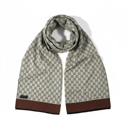 🧣 Gucci GG Monogram Reversible Scarf – Blue & Beige | Luxury Winter Essential 💙🤍
