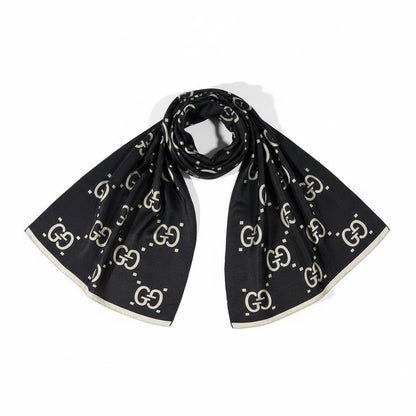 🖤✨ Gucci Double-Face GG Monogram Scarf – Black & Beige Elegance ✨🤍