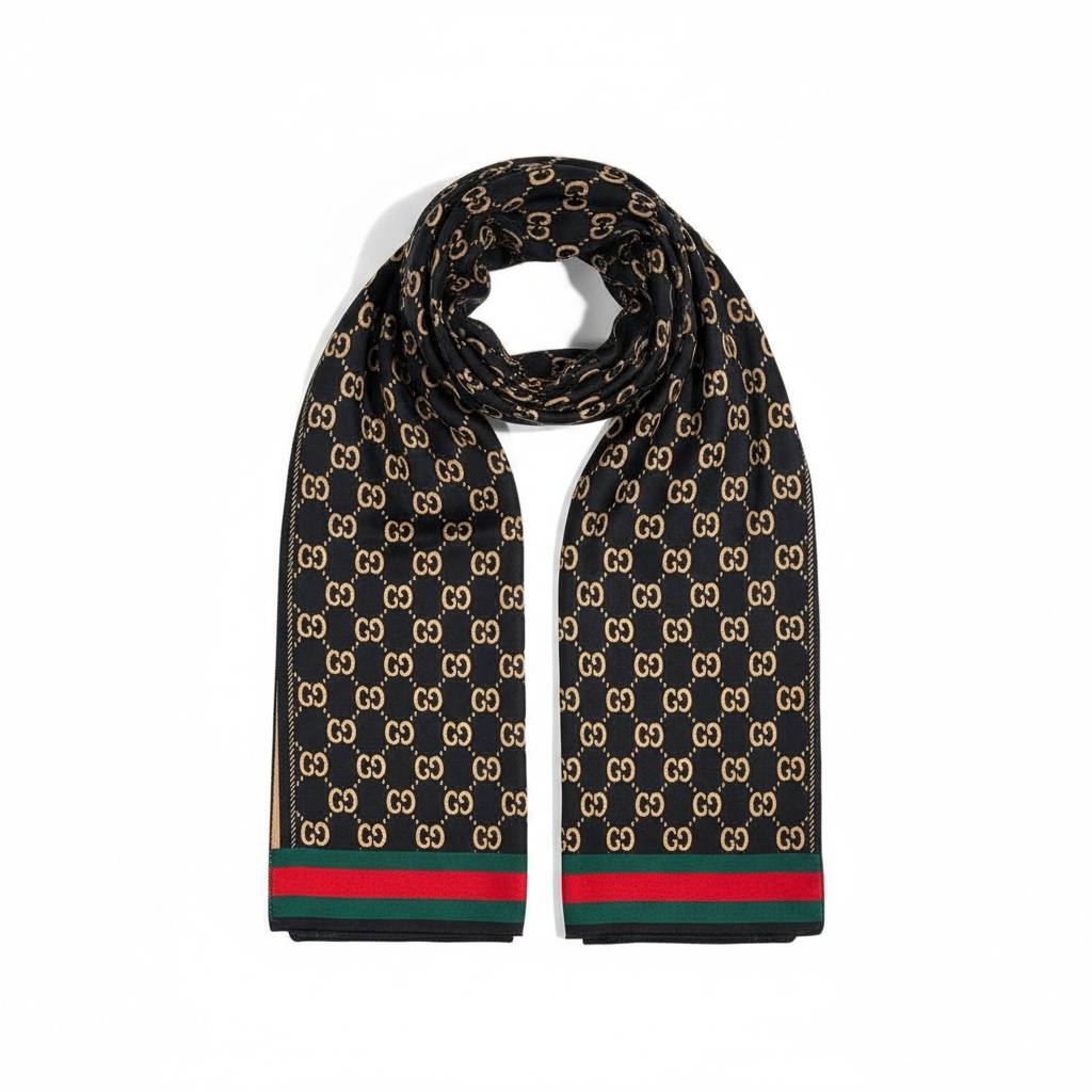 🧣 GUCCI Double-Face Signature GG Scarf – Black / Beige | Luxury Unisex Accessory 💎✨