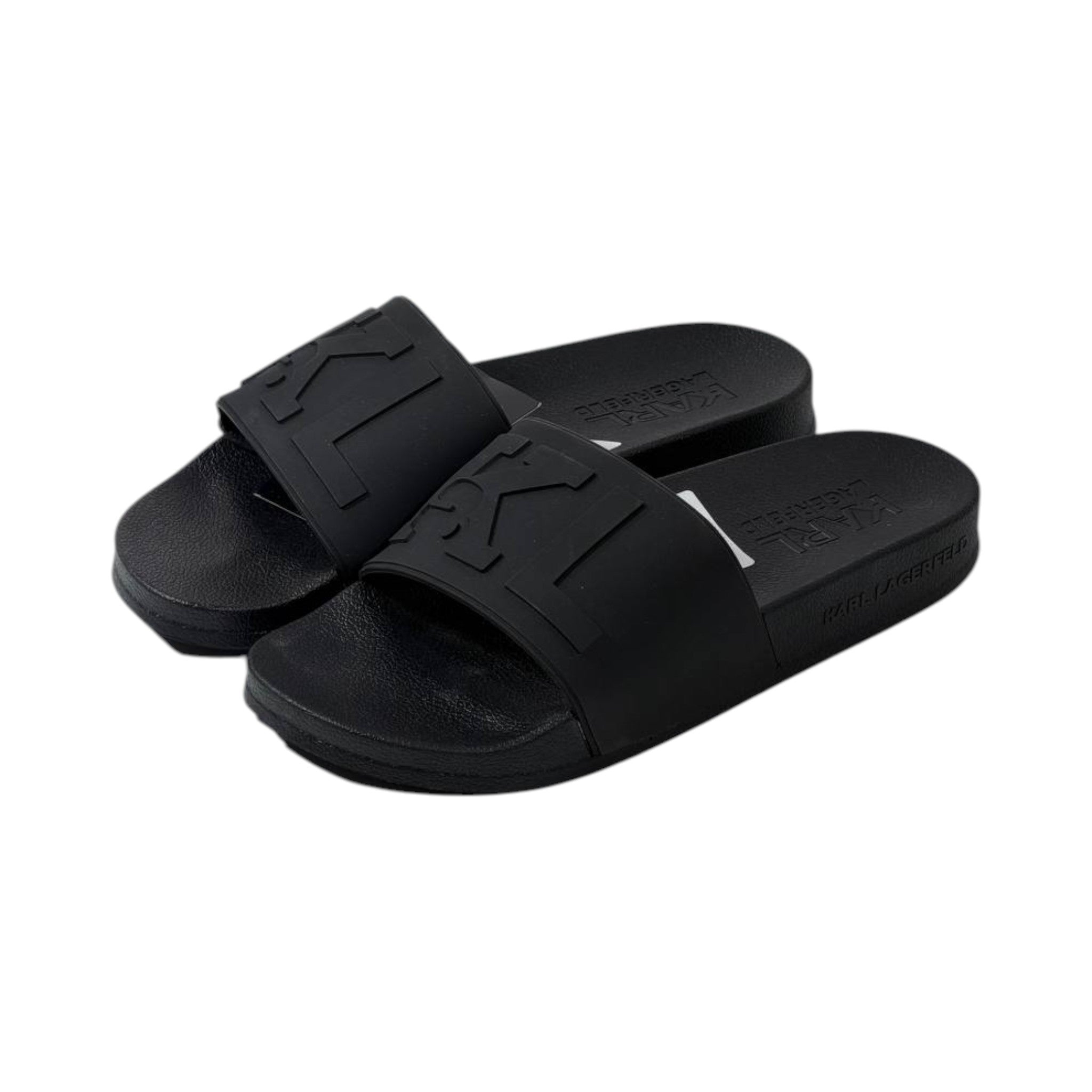 🖤 Karl Lagerfeld Monogram Slide Sandals – All Black Luxury Edition