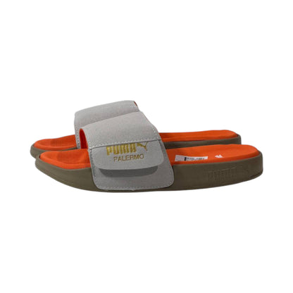 🧡 Puma Palermo Comfort Slides – Grey & Orange Summer Edition