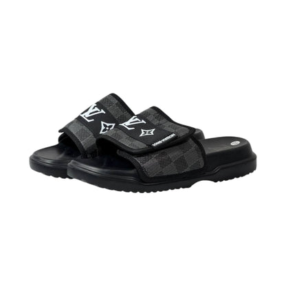 🖤 Louis Vuitton Monogram Comfort Slides – Graphite Damier Edition
