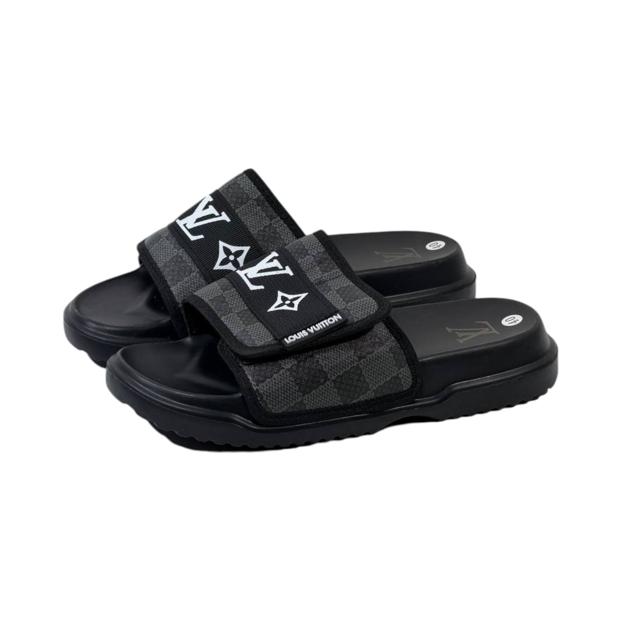 🖤 Louis Vuitton Monogram Comfort Slides – Graphite Damier Edition