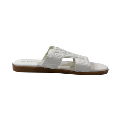 🤍 Louis Vuitton H Monogram Flat Slides – White Luxury Summer Edition