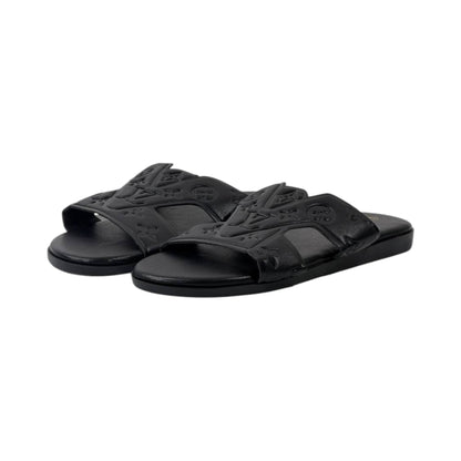 🖤 Louis Vuitton H Monogram Flat Slides – Black Luxury Edition