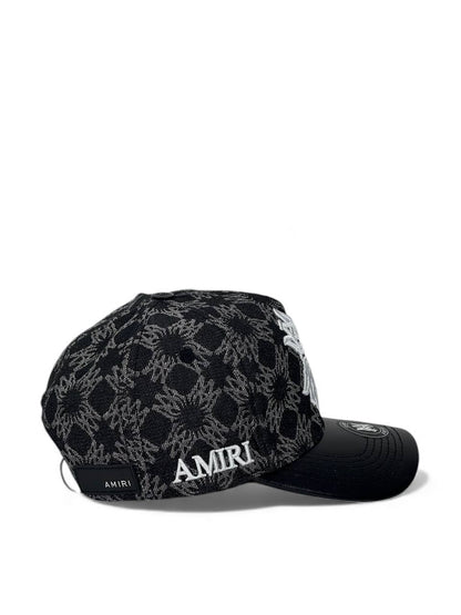 Amiri Inspired Monogram Cap – Black & White Embroidered Edition 🧢⚫✨ (Premium Street Luxury)