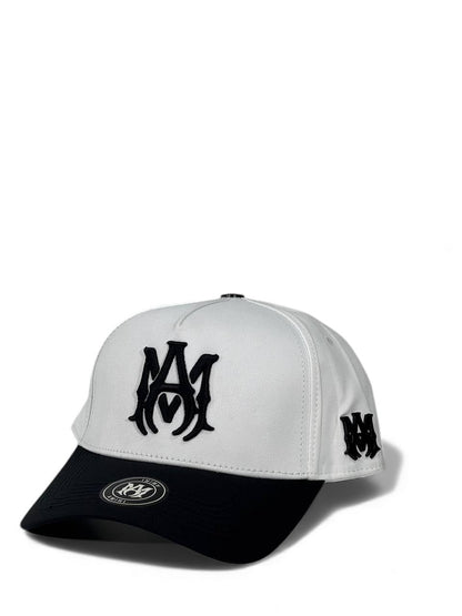 Amiri Luxury Two-Tone Cap – White & Black Edition 🧢⚪⚫ (Premium Embroidered Unisex)