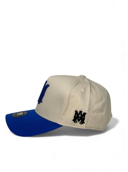 Amiri Two-Tone Luxury Cap – Beige & Royal Blue 🧢💙 (3D Embroidered Unisex Edition)