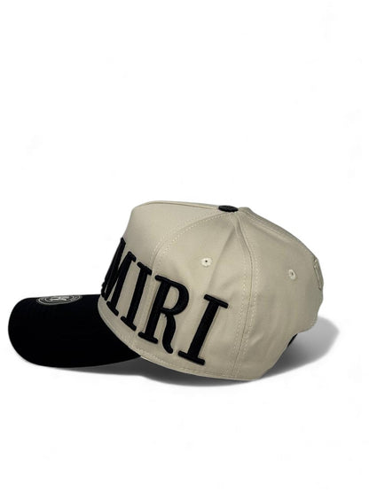 Amiri Oversized Embroidered Cap – Beige & Black Edition 🧢🖤 (Premium Unisex Streetwear)