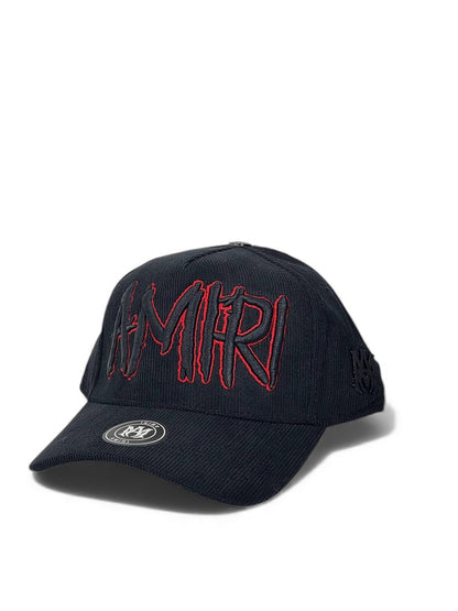 Amiri Black & Red Graffiti Stitch Cap – Premium Streetwear 🔥🧢