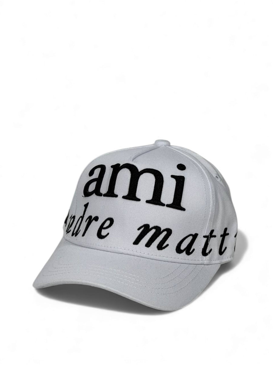 AMI Paris Script Logo Cap — White