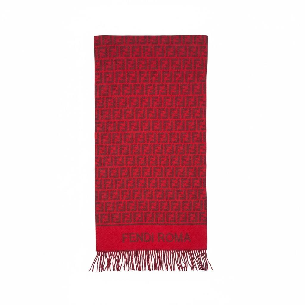 Fendi Roma Red Monogram Scarf – Iconic FF Pattern 🔥❤️