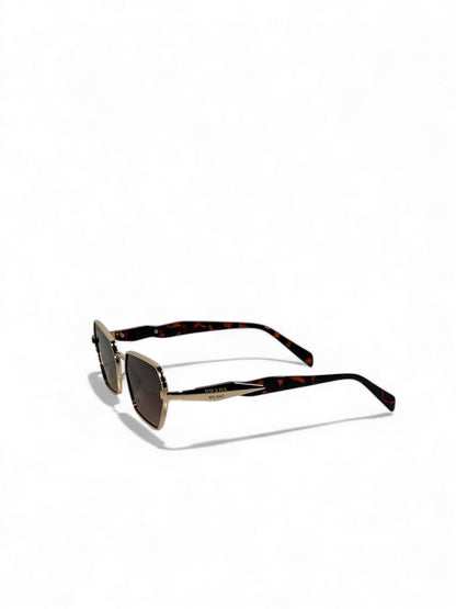 Prada Geometric Luxury Sunglasses – Gold Frame & Brown Lenses 🕶️✨