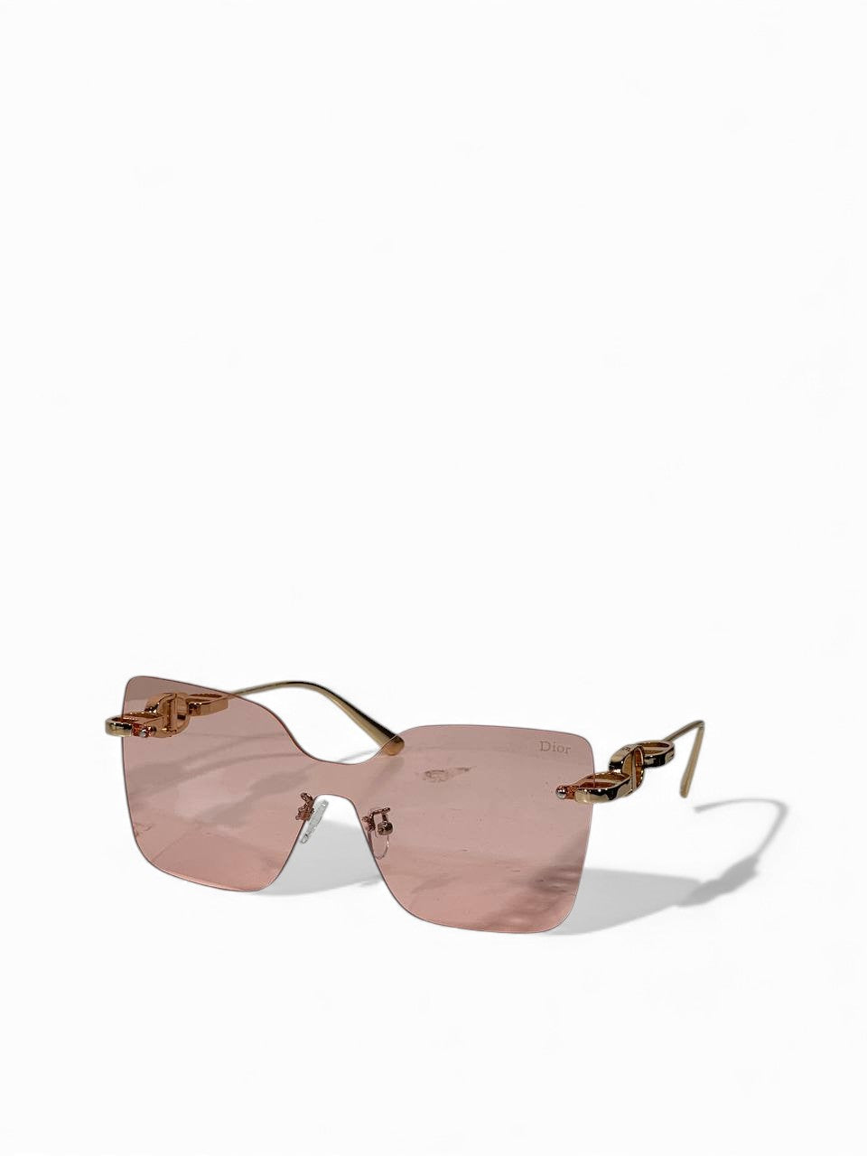 Dior Pink Rimless Butterfly Sunglasses – Gold Temple Luxury Design 💗✨
