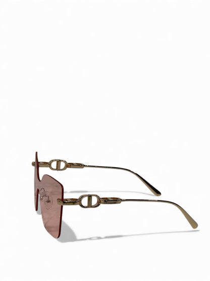 Dior Pink Rimless Butterfly Sunglasses – Gold Temple Luxury Design 💗✨