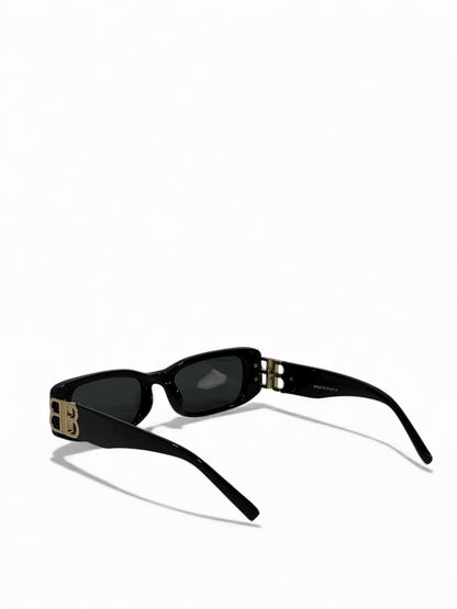 Balenciaga Rectangle Black Sunglasses – Gold Iconic BB Temple 🖤✨