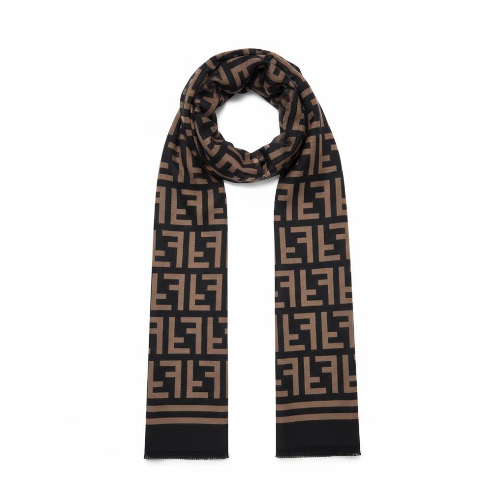 Fendi Black & Brown FF Monogram Scarf – Iconic Winter Essential 🖤🤎