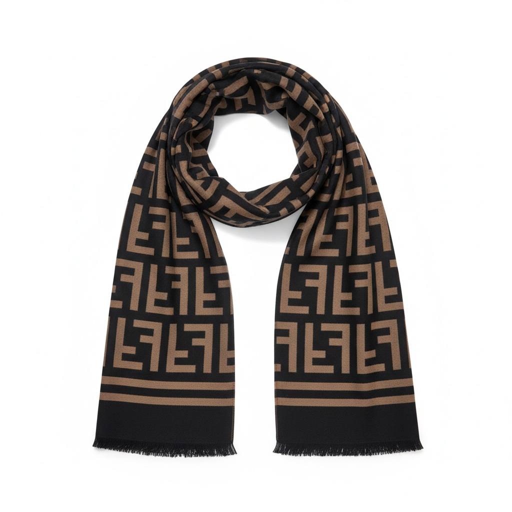 Fendi Black & Brown FF Monogram Scarf – Iconic Winter Essential 🖤🤎