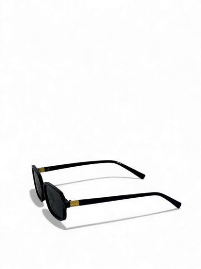 🖤 Miu Miu Inspired Slim Rectangle Sunglasses – Black & Gold
