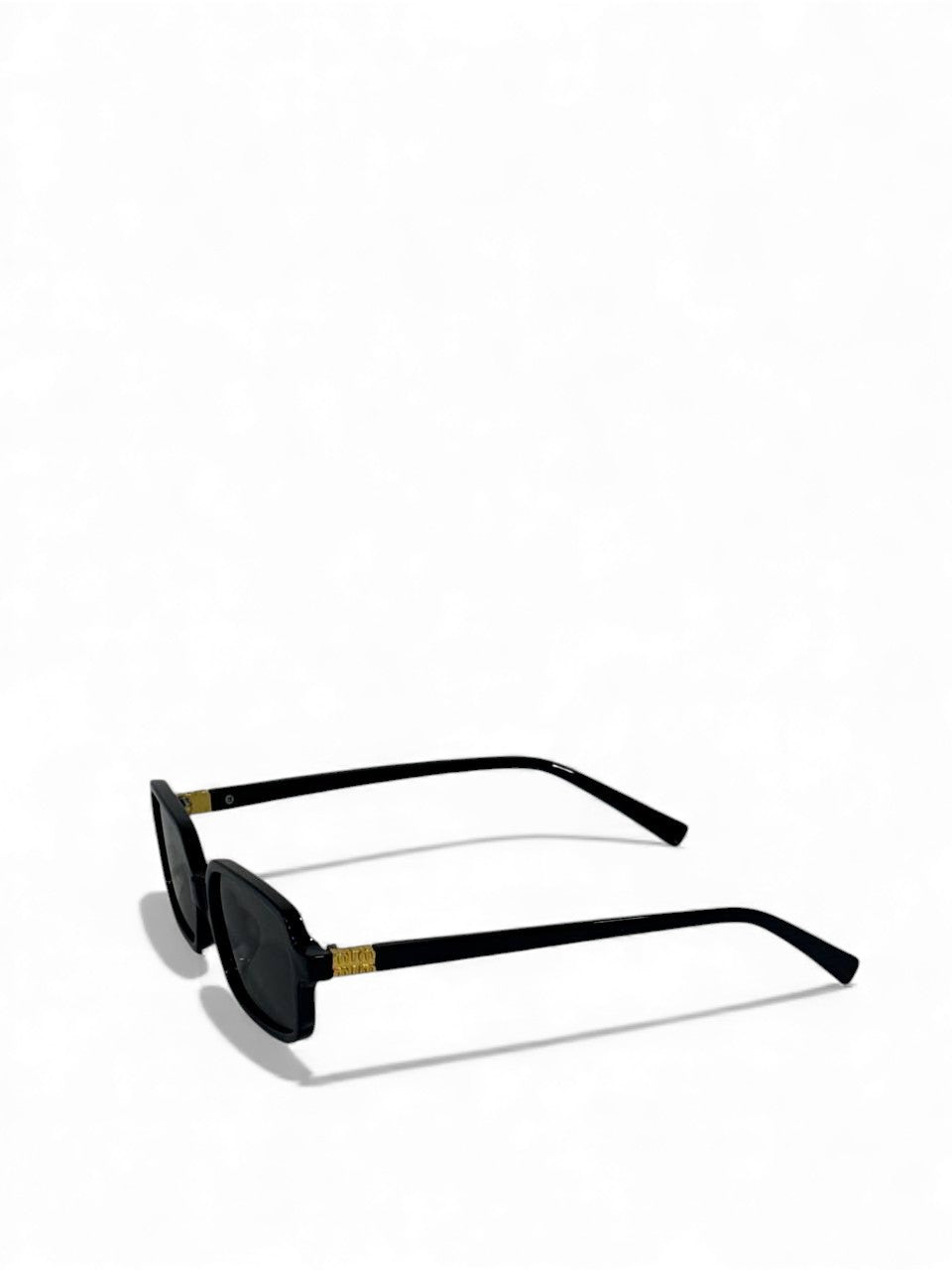🖤 Miu Miu Inspired Slim Rectangle Sunglasses – Black & Gold