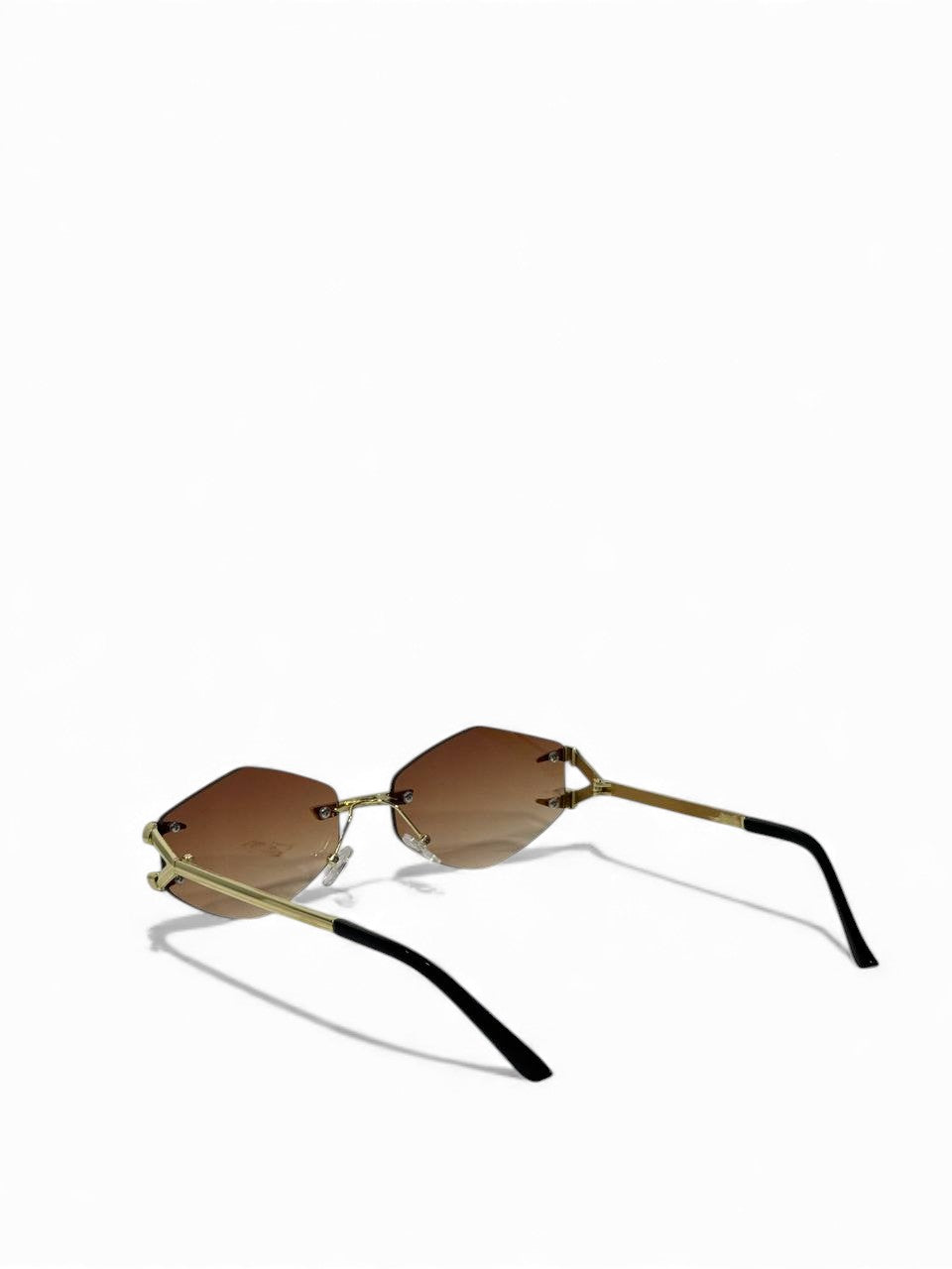 ✨ Rimless Brown Gradient Sunglasses – Gold Frame